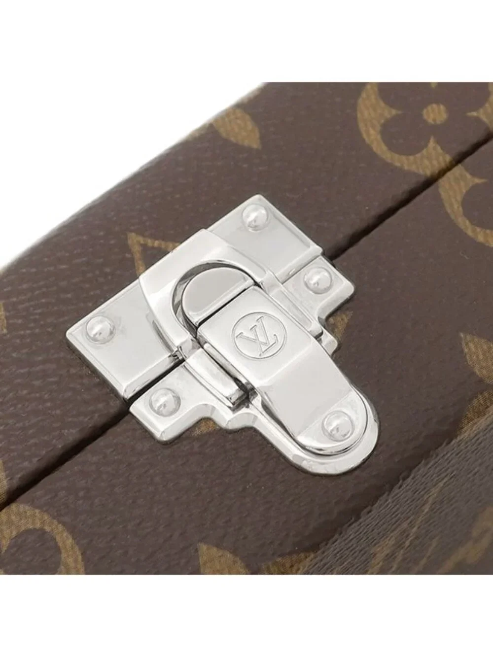Louis Vuitton Clutch Wallet Trunk Monogram Macassar Silver Brown Black